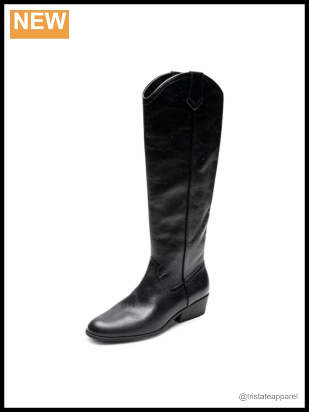 Aerosoles Cadence Knee High Western Boots Leather Zip Almond Toe